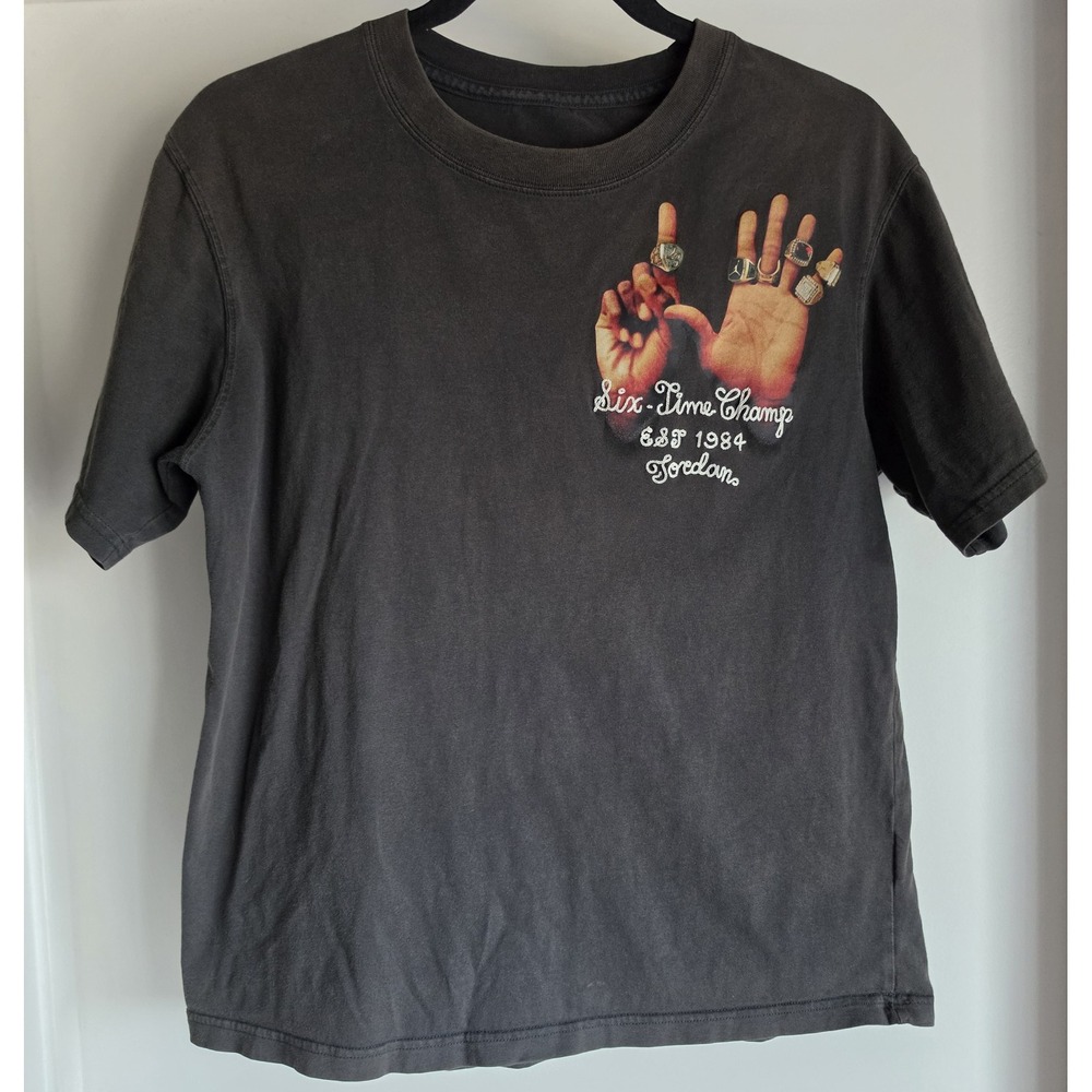 Jordan Six Time Champ XS Black Crew Neck T-Shirt Cotton Tee Streetwear